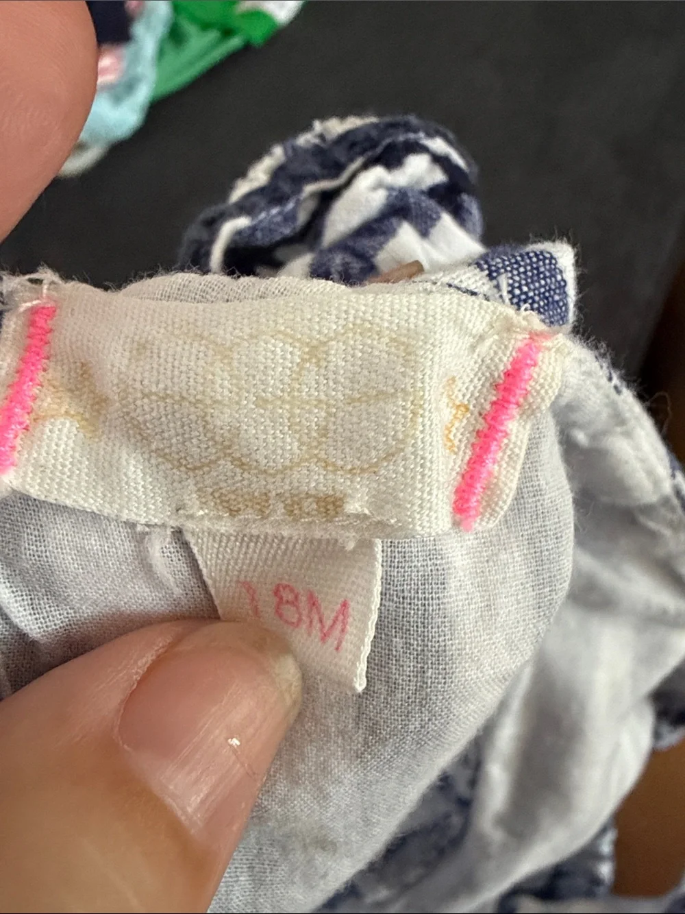 Gymboree Blue and White Striped Baby Romper with Pink Accent